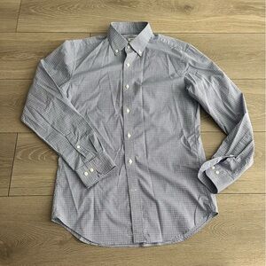 Uniqlo Blue and White Plaid Button Down Dress Shirt - Men’s XS